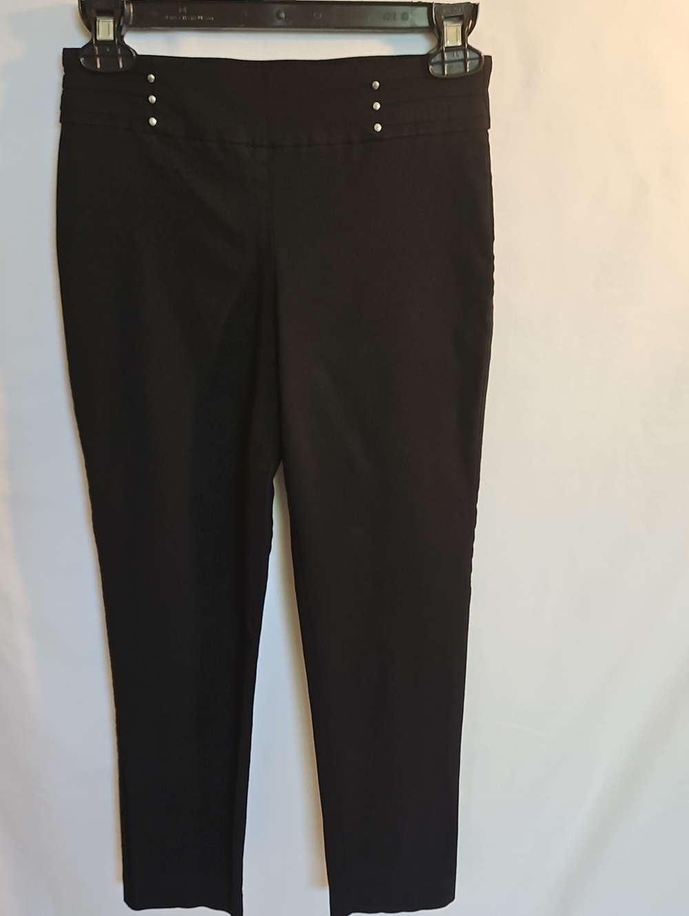 JM Collection Black Ponte Ankle Pants with Stud Accents
